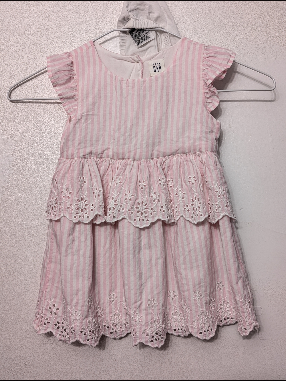 GAP Baby Pink Striped Eyelet Dress for Girls 18-24 M